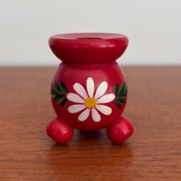 Swedish Handpainted Wooden Red Candles - Set of (5) - 1.75 Inches Tall - Picture 4 of 5